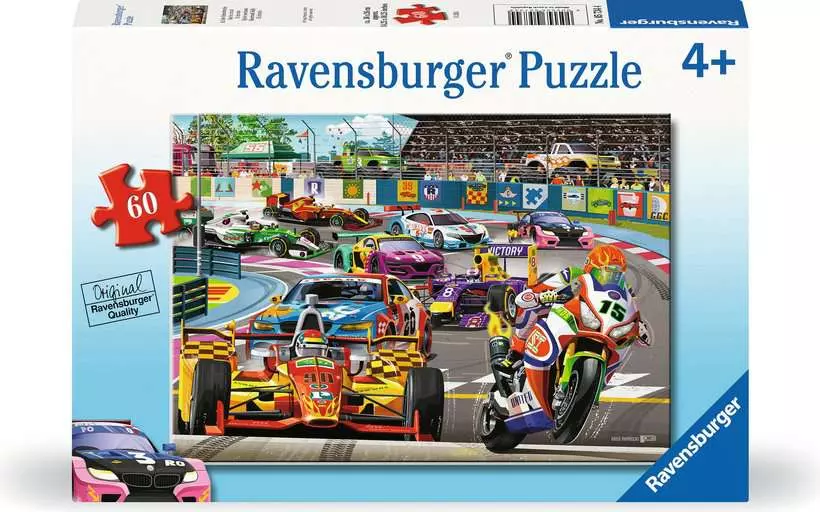 Racetrack Rally - Children's Puzzle, 60 Pieces