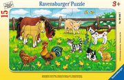 Farm Animals in the Meadow - Frame Puzzle, 15 Pieces