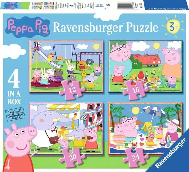 Peppa Pig (12, 16, 20 & 24 Pieces) - 4 Jigsaw Puzzles - Children's Puzzle