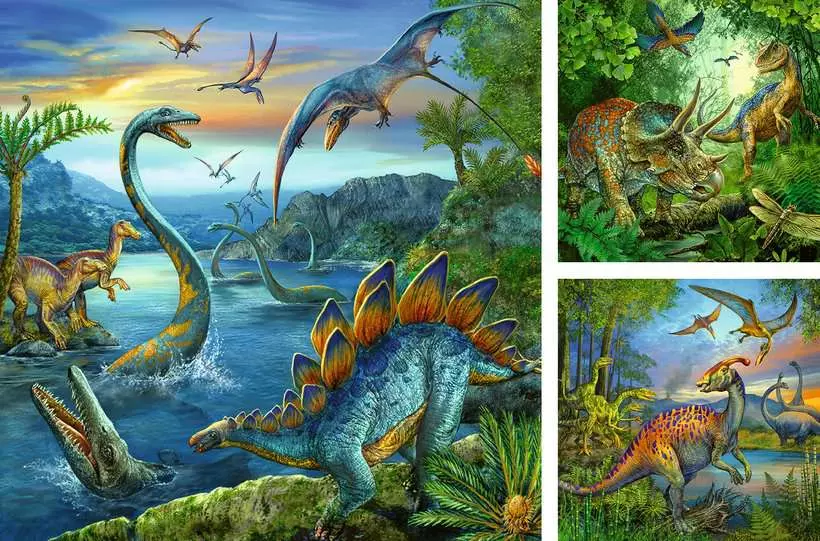 Dinosaur Fascination - Children's Puzzle, 3 Puzzles x 49 Pieces