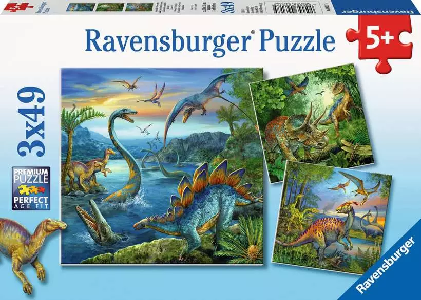 Dinosaur Fascination - Children's Puzzle, 3 Puzzles x 49 Pieces