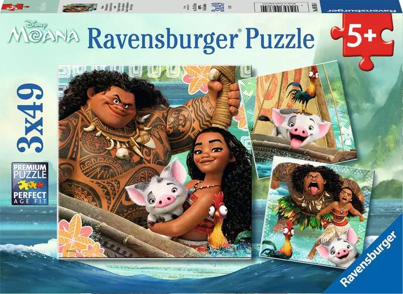 Moana: Born to Voyage - Children's Puzzle, 3 Puzzles x 49 Pieces