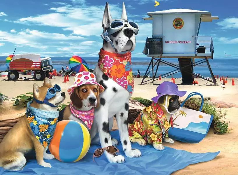 No Dogs on The Beach - Children's Puzzle, 100 Pieces (XXL)