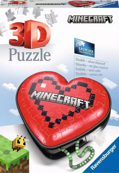 Minecraft Heart - 3D Puzzle, 54 Pieces