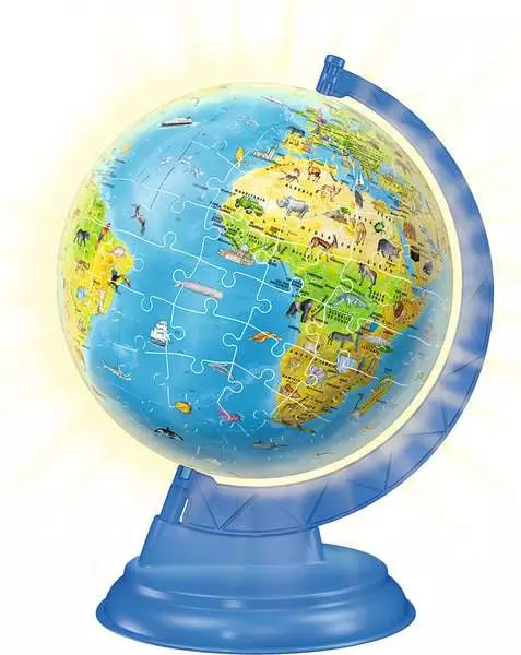 Children's Globe "The Earth" with Light: Night Edition - 3D Puzzle-Ball, 180 Pieces