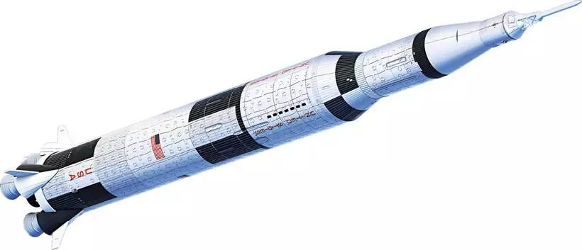 Apollo Saturn V Rocket Model with Separable Rocket Stages, Lunar Lander and Astronauts - 3D Puzzle, 440 Pieces