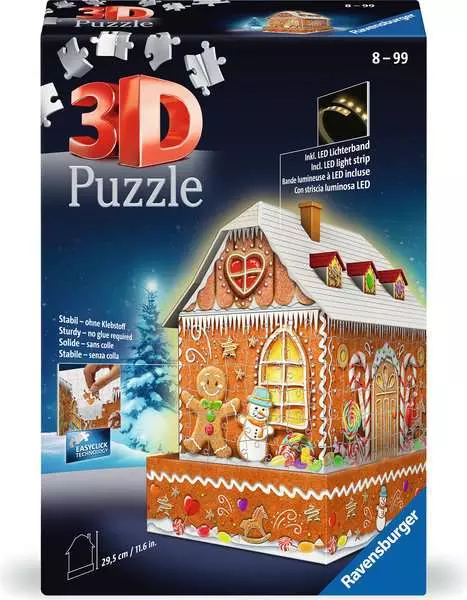 Gingerbread House with Light: Night Edition - 3D Puzzle, 216 Pieces