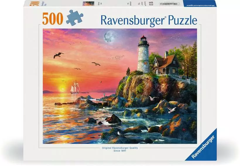 Lighthouse at Sunset - Standard Adult Puzzle, 500 Pieces