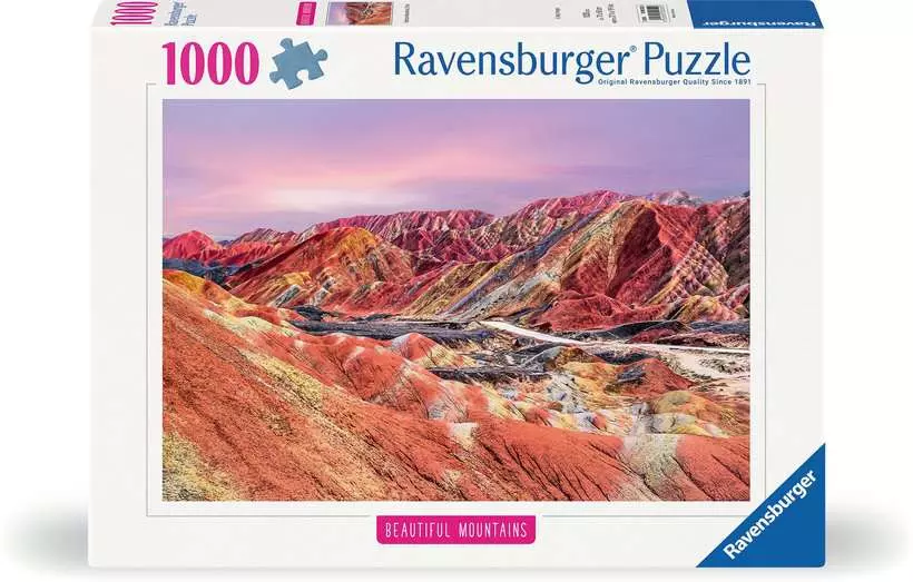 Beautiful Mountains: Rainbow Mountains, China - Puzzle Highlights, 1000 Pieces