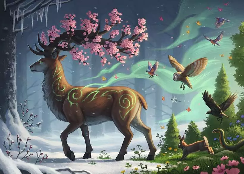 Deer of Spring - Standard Adult Puzzle, 1000 Pieces