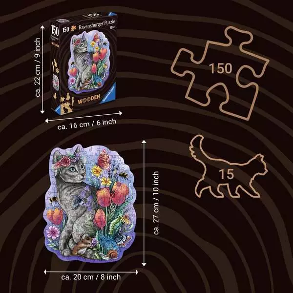 Lovely Cat - Wooden Puzzles, 150 Pieces