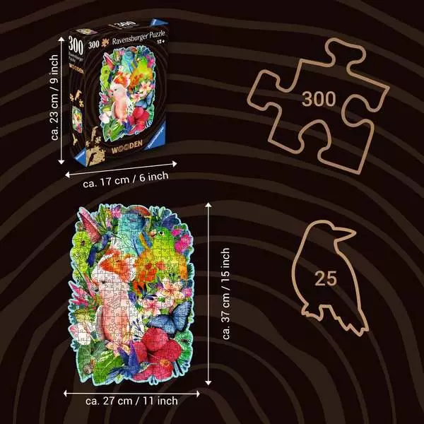Beautiful Birds - Wooden Puzzles, 300 Pieces