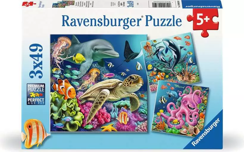 Underwater Splendor - Children's Puzzle, 3 Puzzles x 49 Pieces