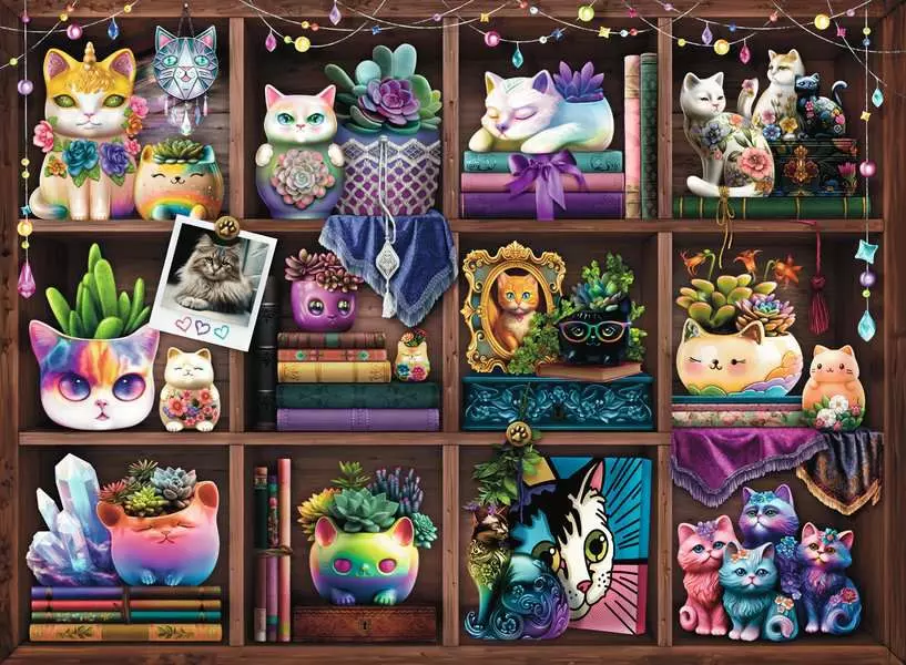 Cubby Cats and Succulents - Standard Adult Puzzle, 500 Pieces