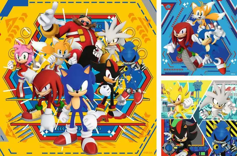 Sonic the Hedgehog - Children's Puzzle, 3 Puzzles x 49 Pieces