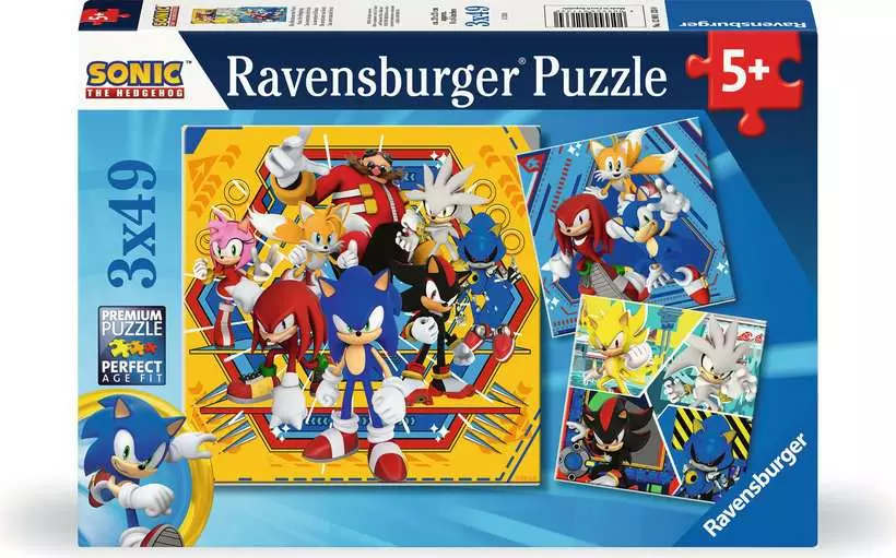 Sonic the Hedgehog - Children's Puzzle, 3 Puzzles x 49 Pieces