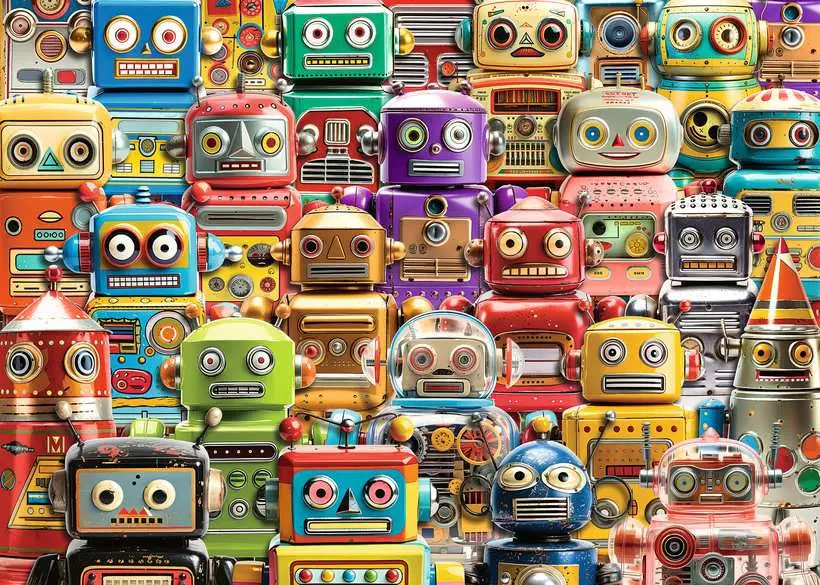 Retro Robots - Larger Puzzle Pieces, 500 Pieces (Large)