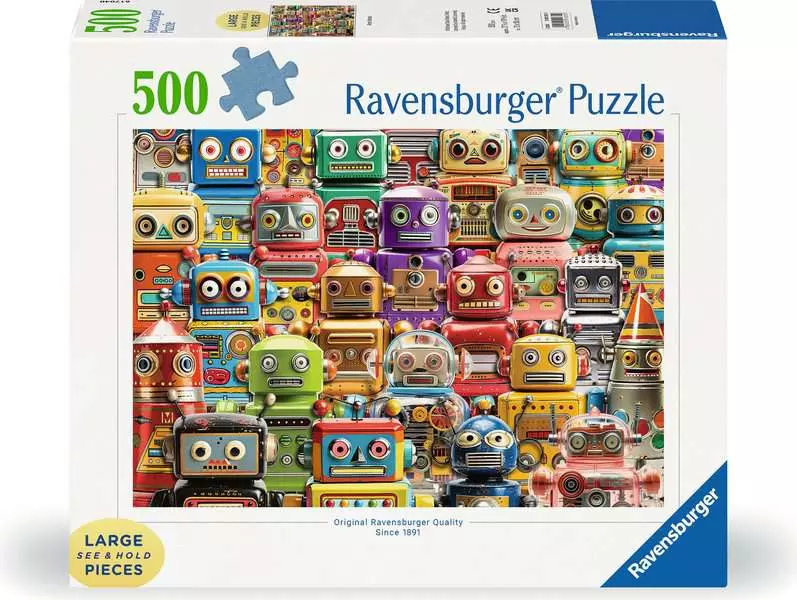 Retro Robots - Larger Puzzle Pieces, 500 Pieces (Large)