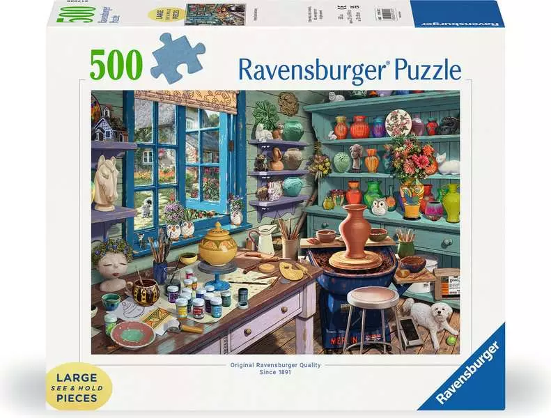 Pottery Studio Sanctuary - Larger Puzzle Pieces, 500 Pieces (Large)