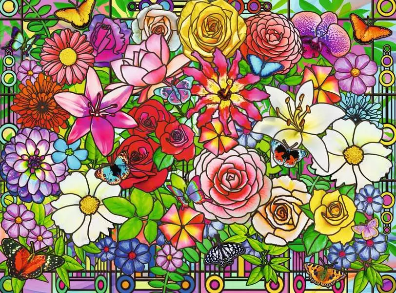 Tiffany Flowers - Feel Well & Puzzle, 100 Pieces