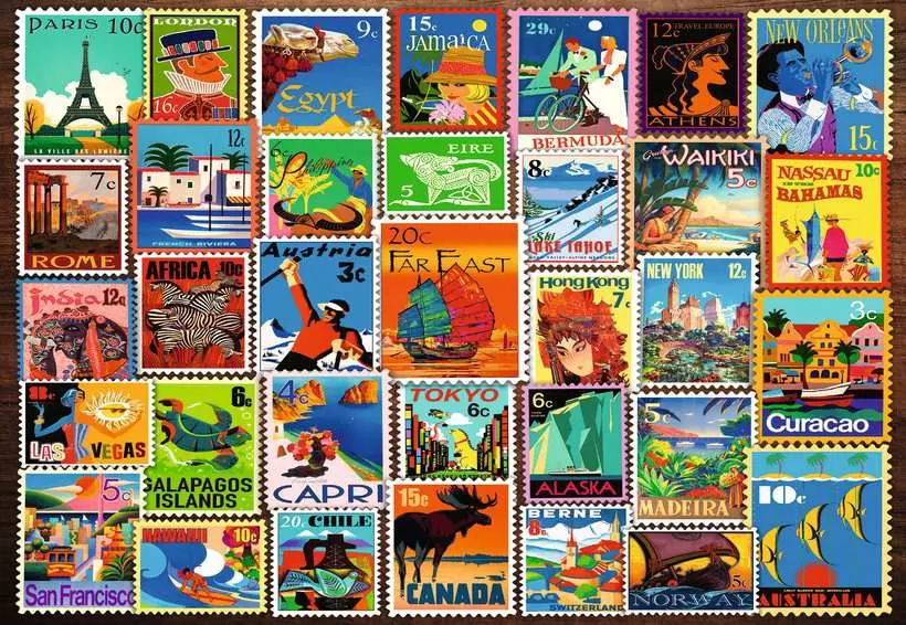 Travel Stamps - Feel Well & Puzzle, 200 Pieces