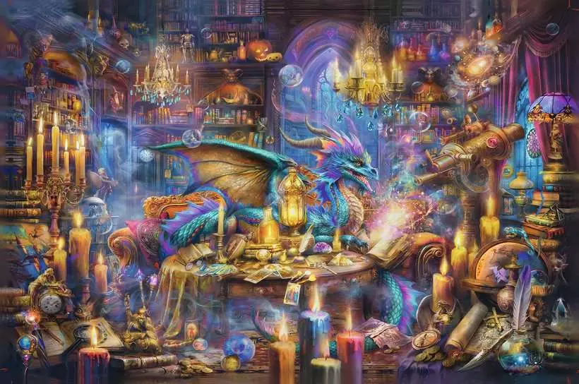 Dragon's Library - Standard Adult Puzzle, 3000 Pieces