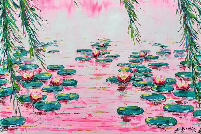 Pink Water Lillies - Standard Adult Puzzle, 4000 Pieces
