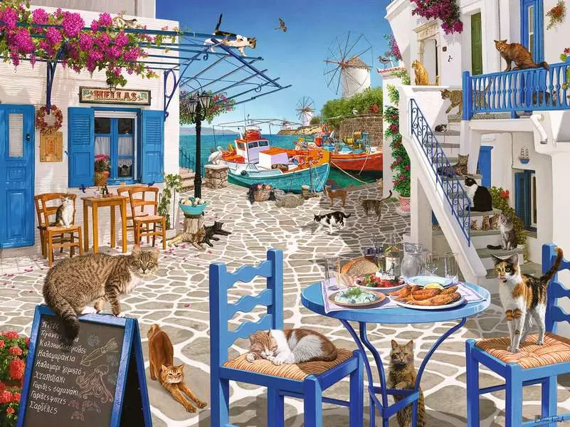 Cat's of Mykonos - Standard Adult Puzzle, 1500 Pieces