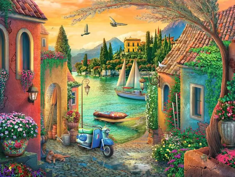 European Villa Views - Larger Puzzle Pieces, 750 Pieces (Large)