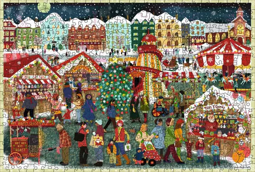 Christmas Market - Wooden Puzzles , 500 Pieces
