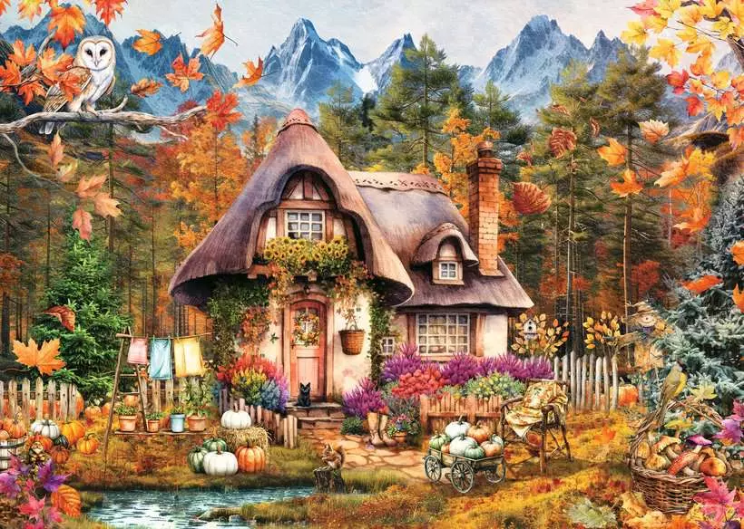 Pumpkin Cottage - Standard Adult Puzzle, 1000 Pieces