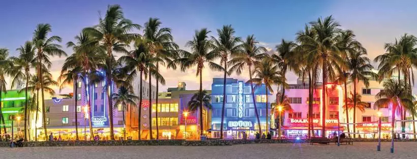 Night Glow on Ocean Drive - Panoramic Puzzle, 1000 Pieces