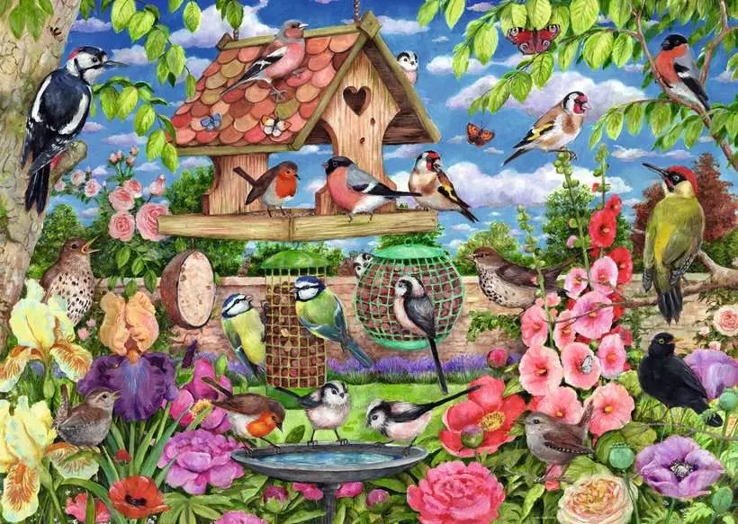 The Bird Table - Standard Adult Puzzle, 1000 Pieces