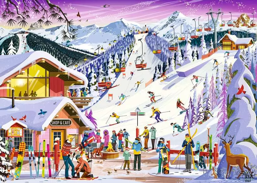 Christmas Slopeside Spirit - Standard Adult Puzzle, 1000 Pieces