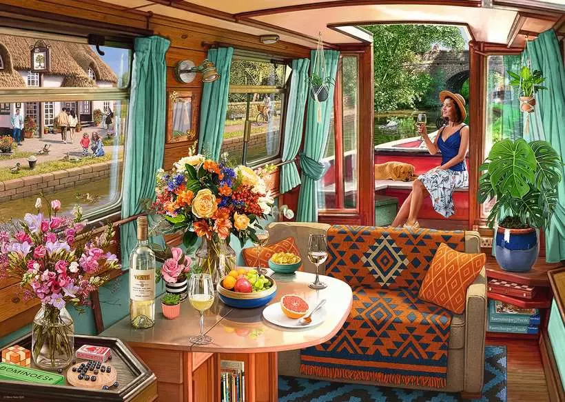 Canal Boat - Standard Adult Puzzle, 1000 Pieces