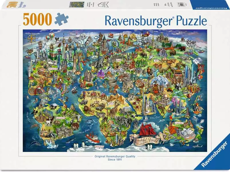 Illustrated World Map - Standard Adult Puzzle, 5000 Pieces