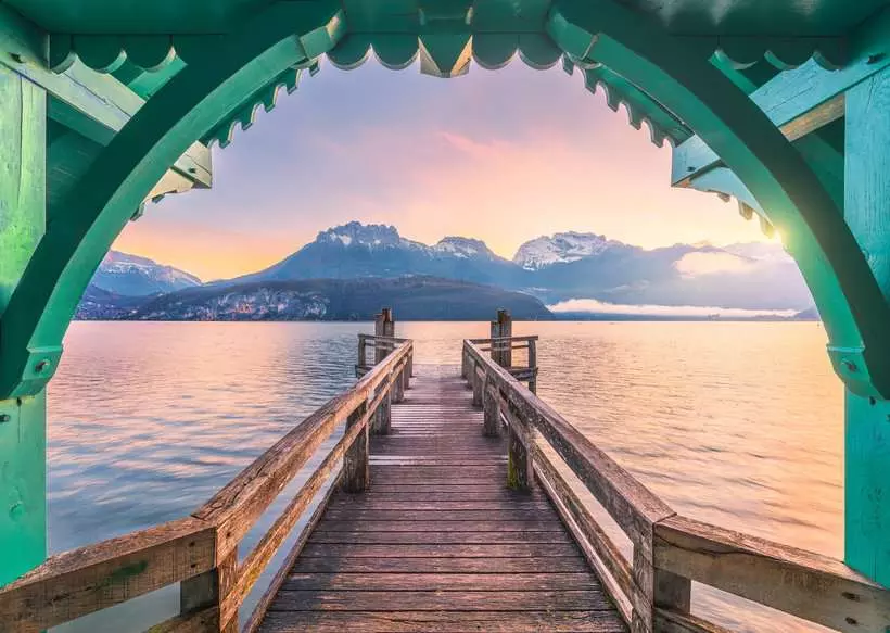 Beautiful Walkways: Romantic Footbridge at Lac d'Annecy - Puzzle Highlights, 1000 Pieces