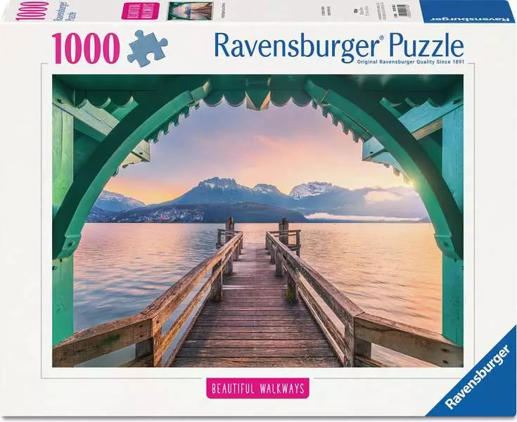 Beautiful Walkways: Romantic Footbridge at Lac d'Annecy - Puzzle Highlights, 1000 Pieces