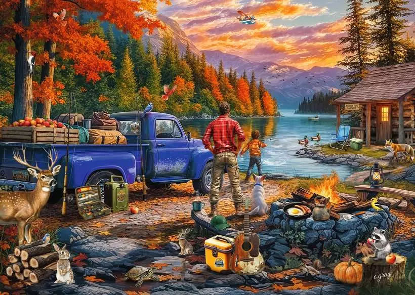 Sunset Lake - Larger Puzzle Pieces, 300 Pieces (Large)