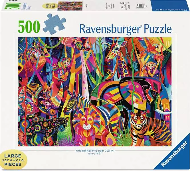 Jeweled Jungle - Larger Puzzle Pieces, 500 Pieces (Large)
