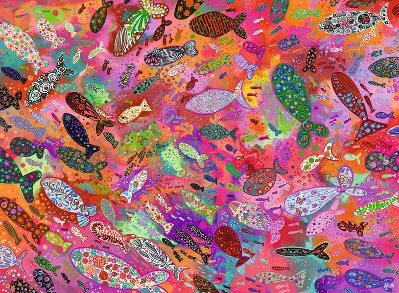 Fish in Fuchsia - Standard Adult Puzzle, 500 Pieces