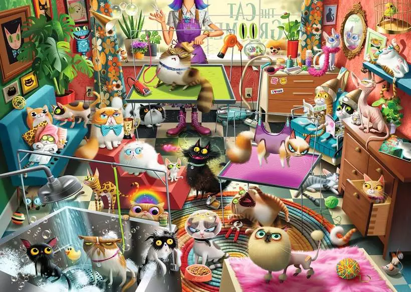 The Cat Groomer - Standard Adult Puzzle, 1000 Pieces