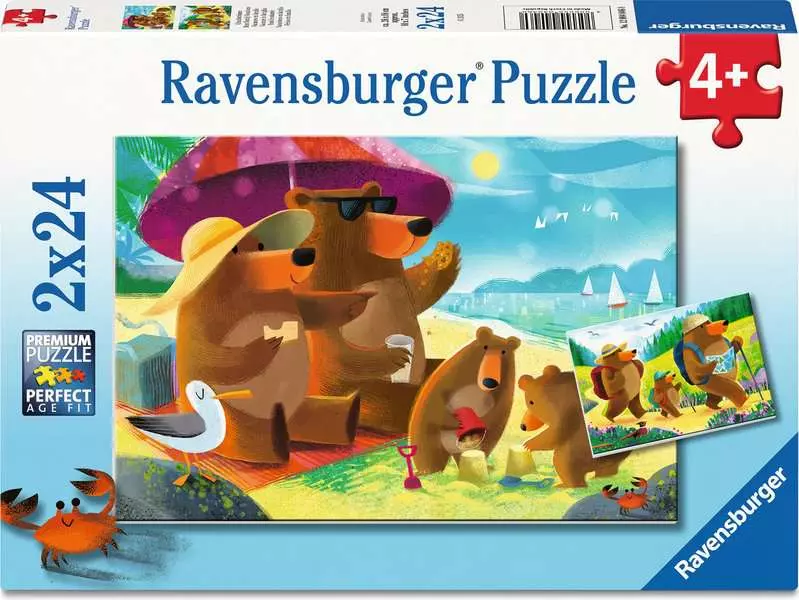 Bear Family Vacations - Children's Puzzle, 2 Puzzles x 24 Pieces