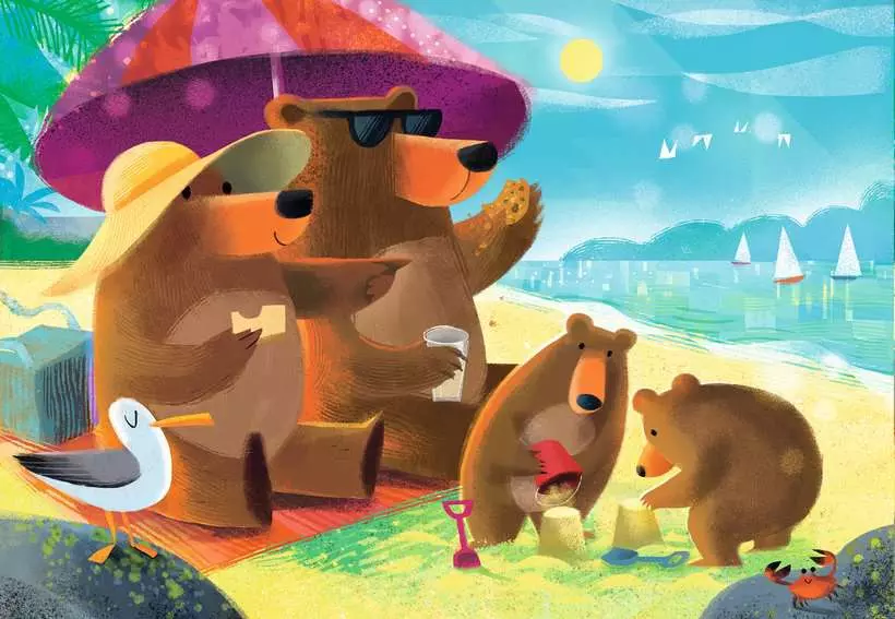 Bear Family Vacations - Children's Puzzle, 2 Puzzles x 24 Pieces