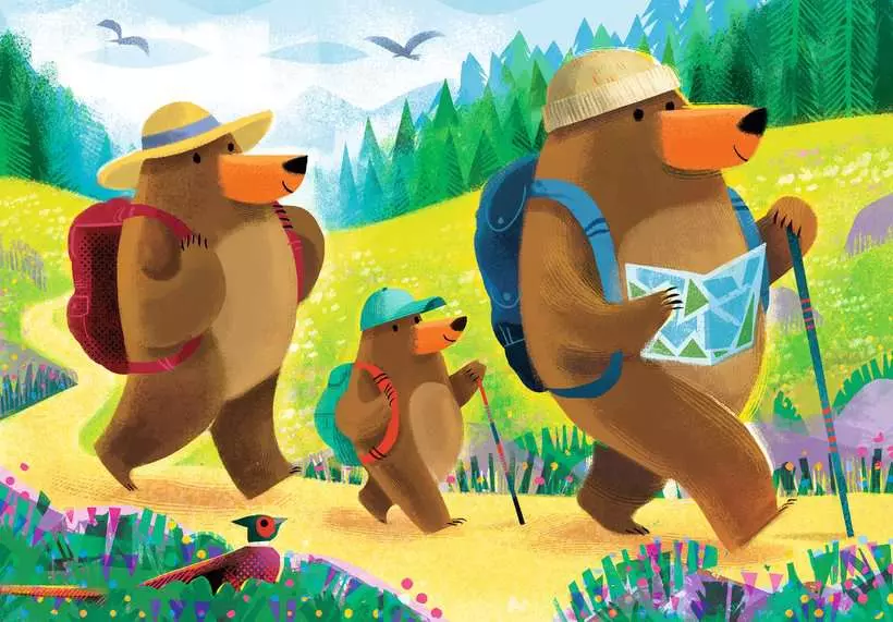 Bear Family Vacations - Children's Puzzle, 2 Puzzles x 24 Pieces