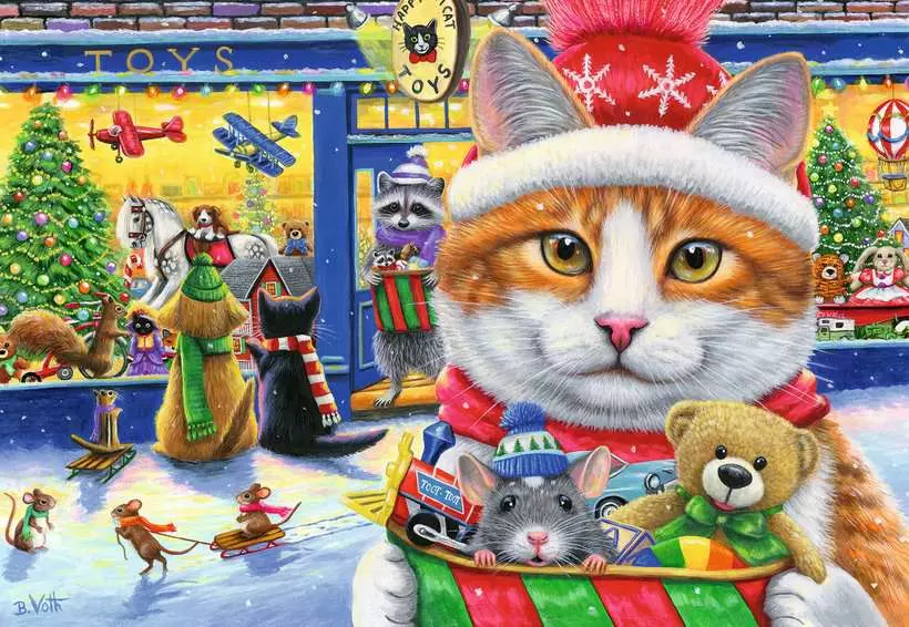 Christmas Kitties - Children's Puzzle, 2 Puzzles x 24 Pieces
