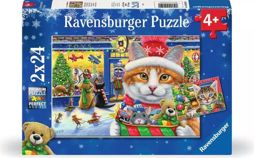Christmas Kitties - Children's Puzzle, 2 Puzzles x 24 Pieces