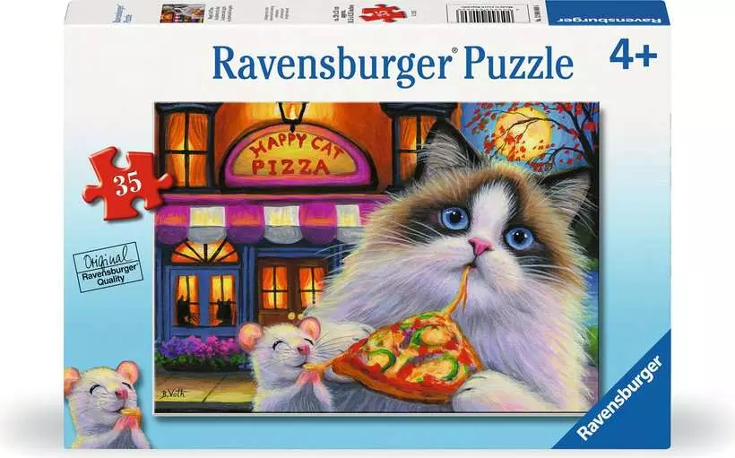 Happy Cat Pizza - Children's Puzzle, 35 Pieces