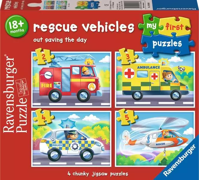 MFP: Rescue Vehicles (2, 3, 4, & 5 Pieces) - 4 Jigsaw Puzzles - Children's Puzzle
