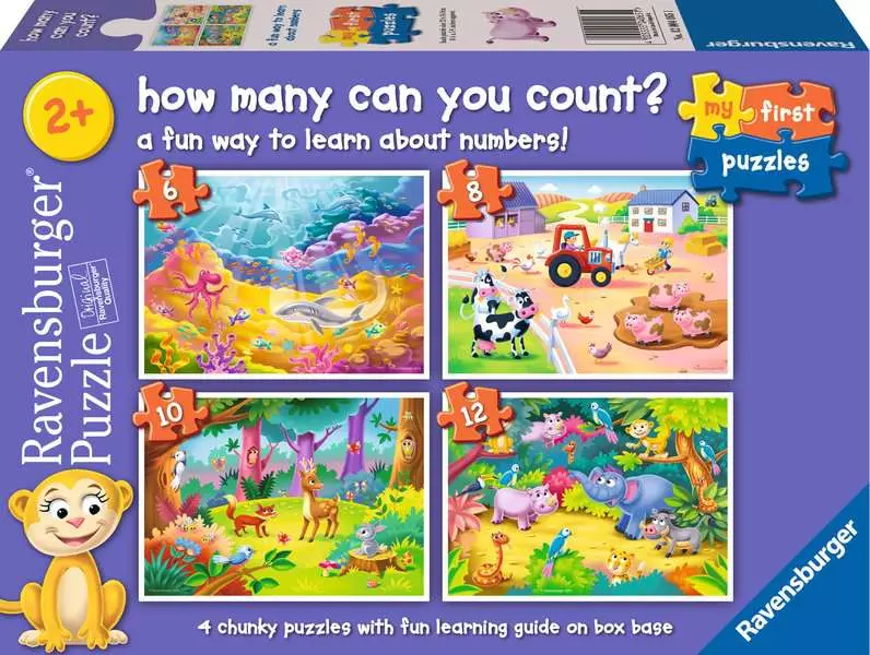 MFP: How Many Can You Count? (6, 8, 10, & 12 Pieces) - 4 Jigsaw Puzzles - Children's Puzzle